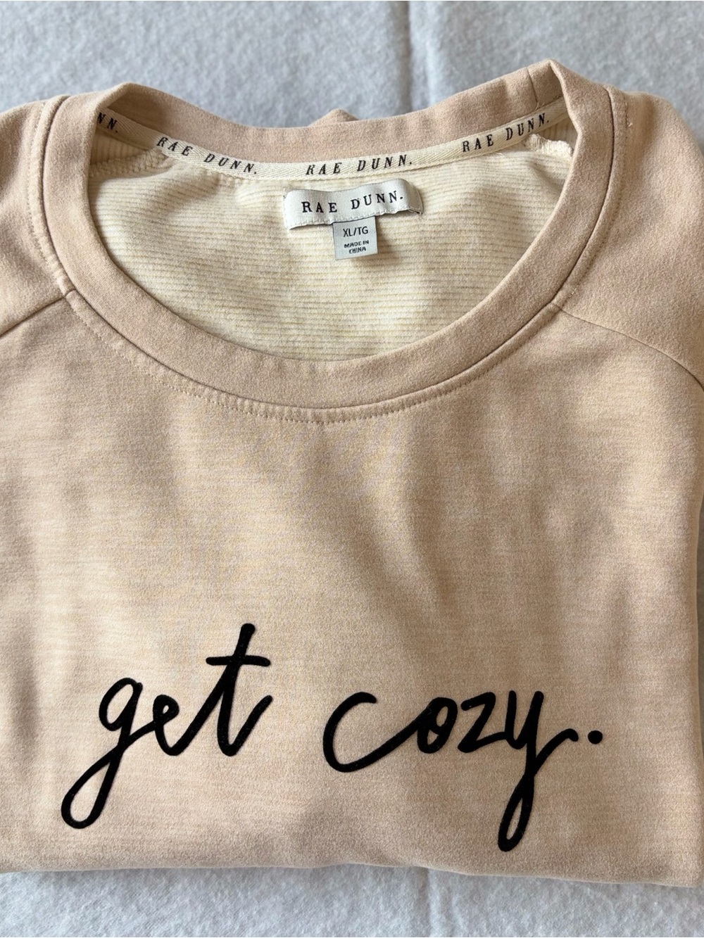 Rae Dunn Beige Crewneck Sweatshirt with Black Script - Picture 5 of 9